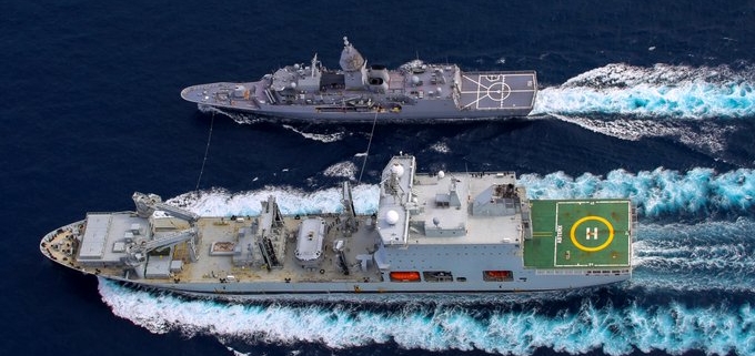 MV Asterix Replenishment-at-Sea with the Royal Australian Navy frigate HMAS Toowoomba